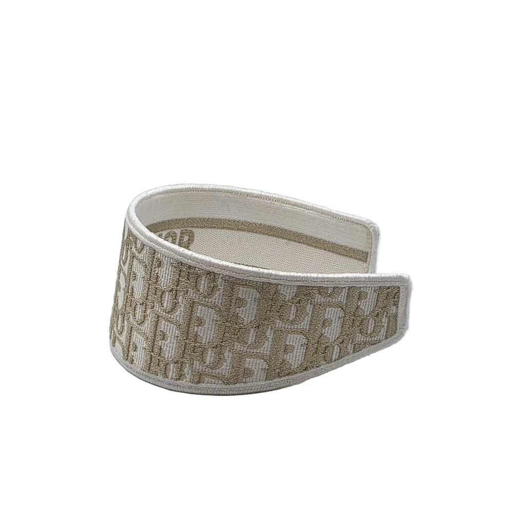Christian Dior Beige gold Logo patterned canvas wide headband - Picture 1 of 13